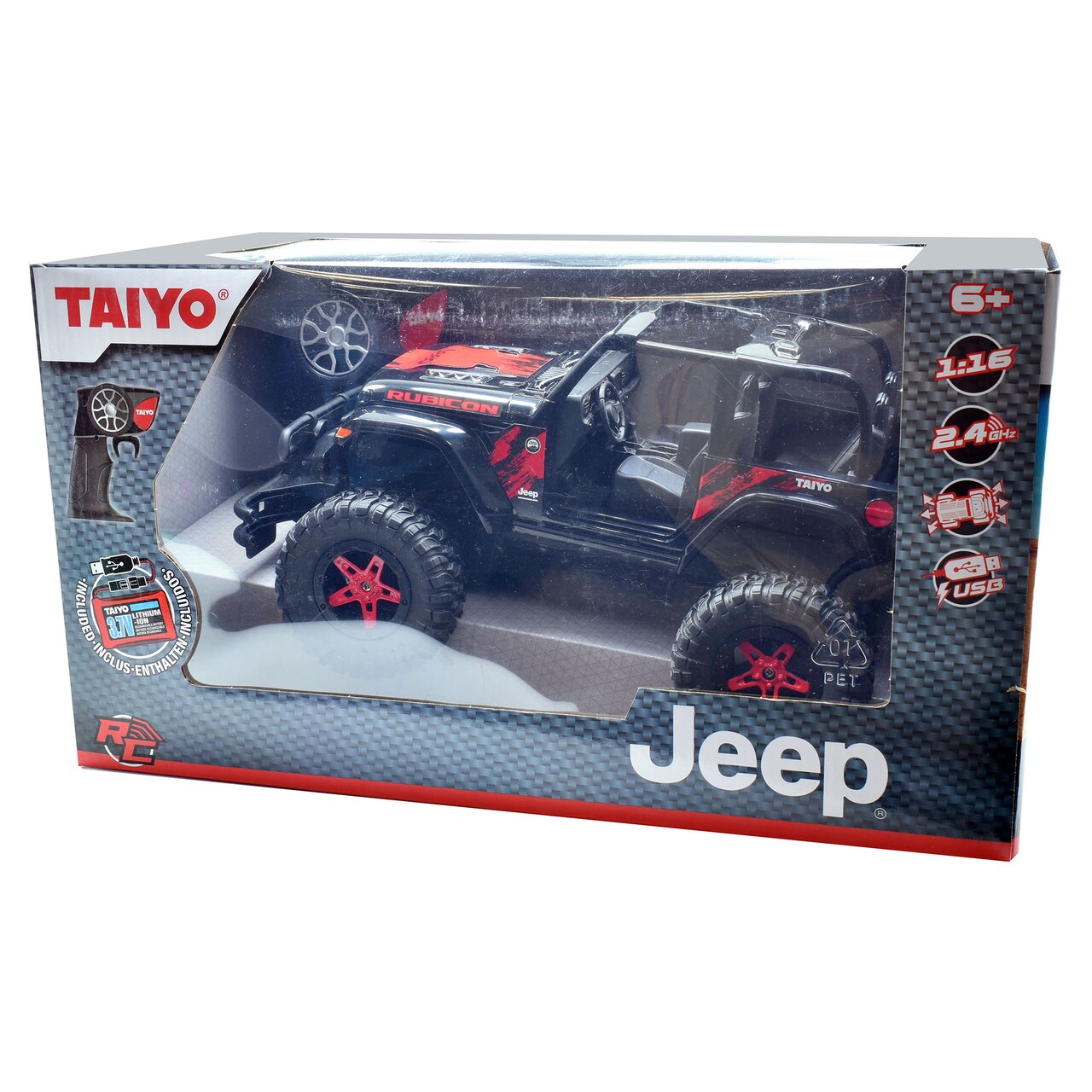 Taiyo: Jeep Wrangler Rubicon 2 Door 1:16 Scale R/C Vehicle in Black